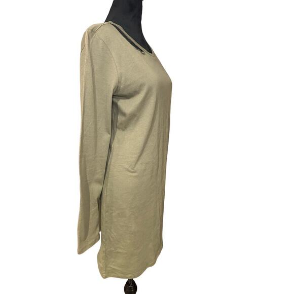 n:p x n:PHILANTROPHY Sz S Francis Tee Dress Long Sleeve Olive Green mini bodycon - Picture 9 of 9